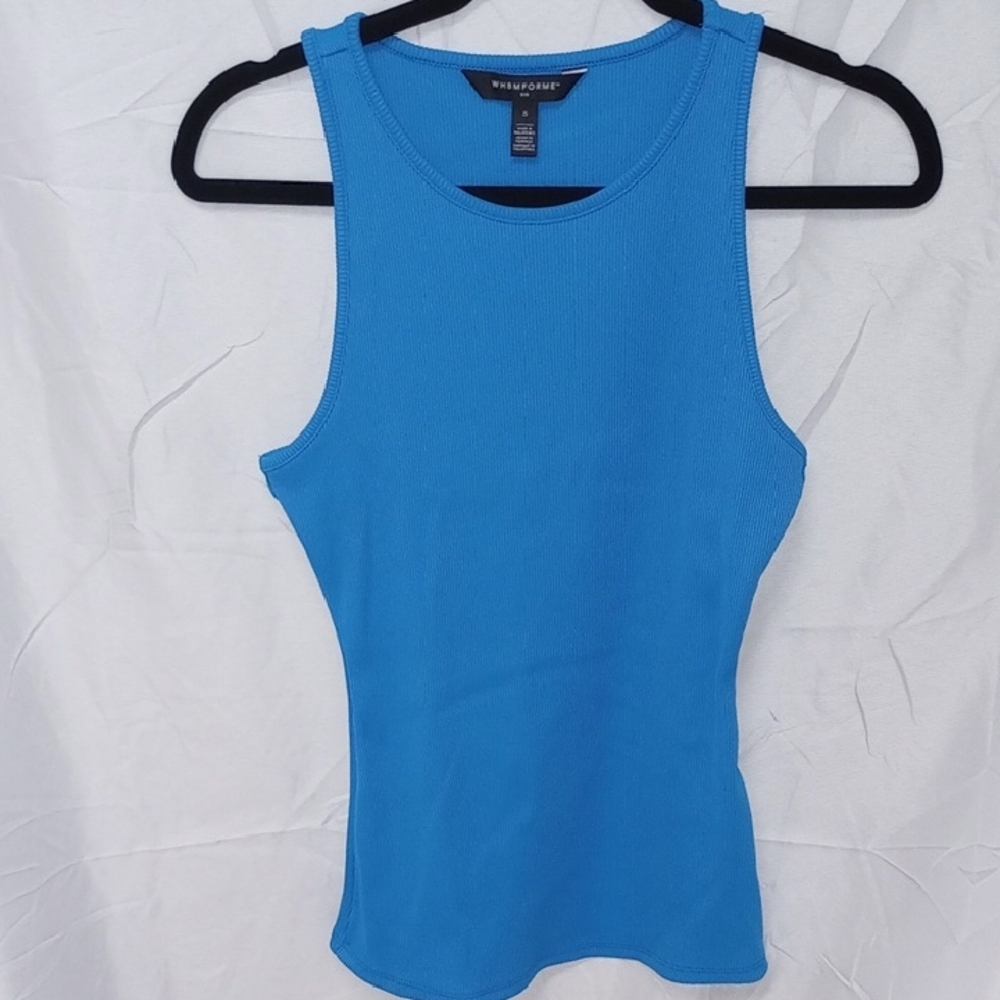 WHBM FORME™ Ribbed Stretch Tank in Bright Blue LIKE NEW Size Small